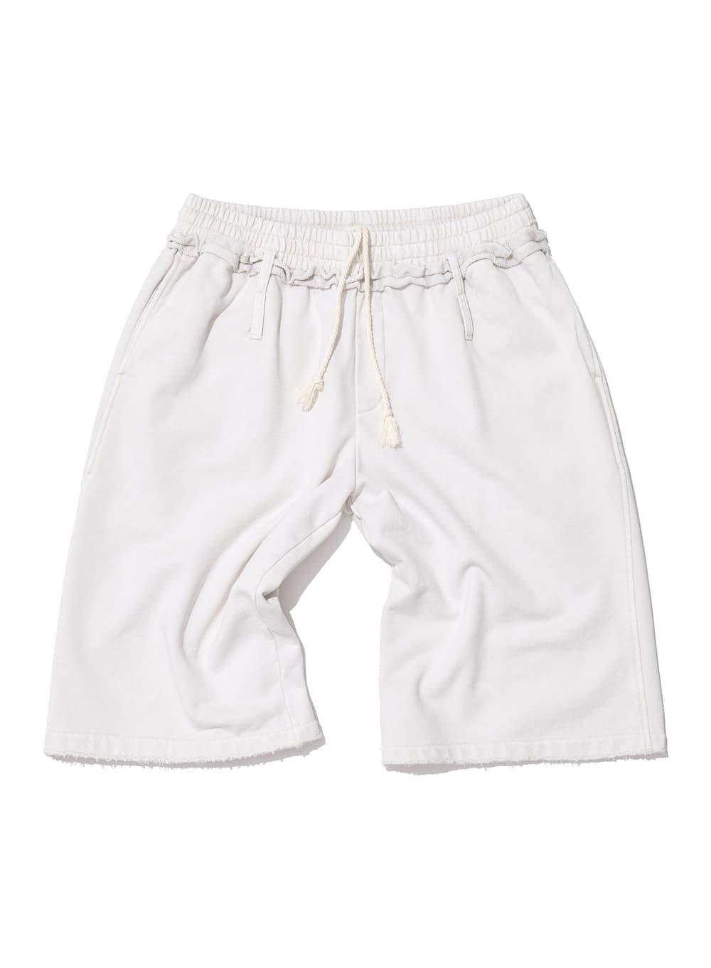 CUT-OFF WASHED TERRY BERMUDA SHORTS_ECRU