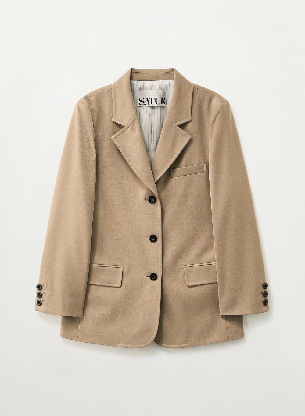 (W) 3-Button Single Blazer - Beige