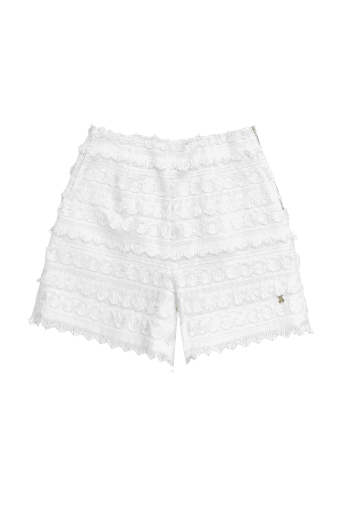 Tweed Blossom Cloud Shorts (White)