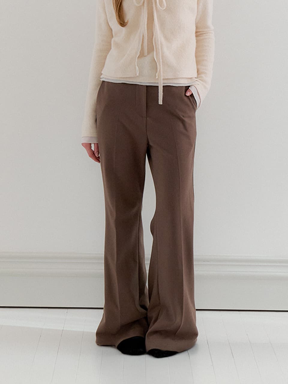 Wool Semi-Wide Pants / Olive Brown(3color)