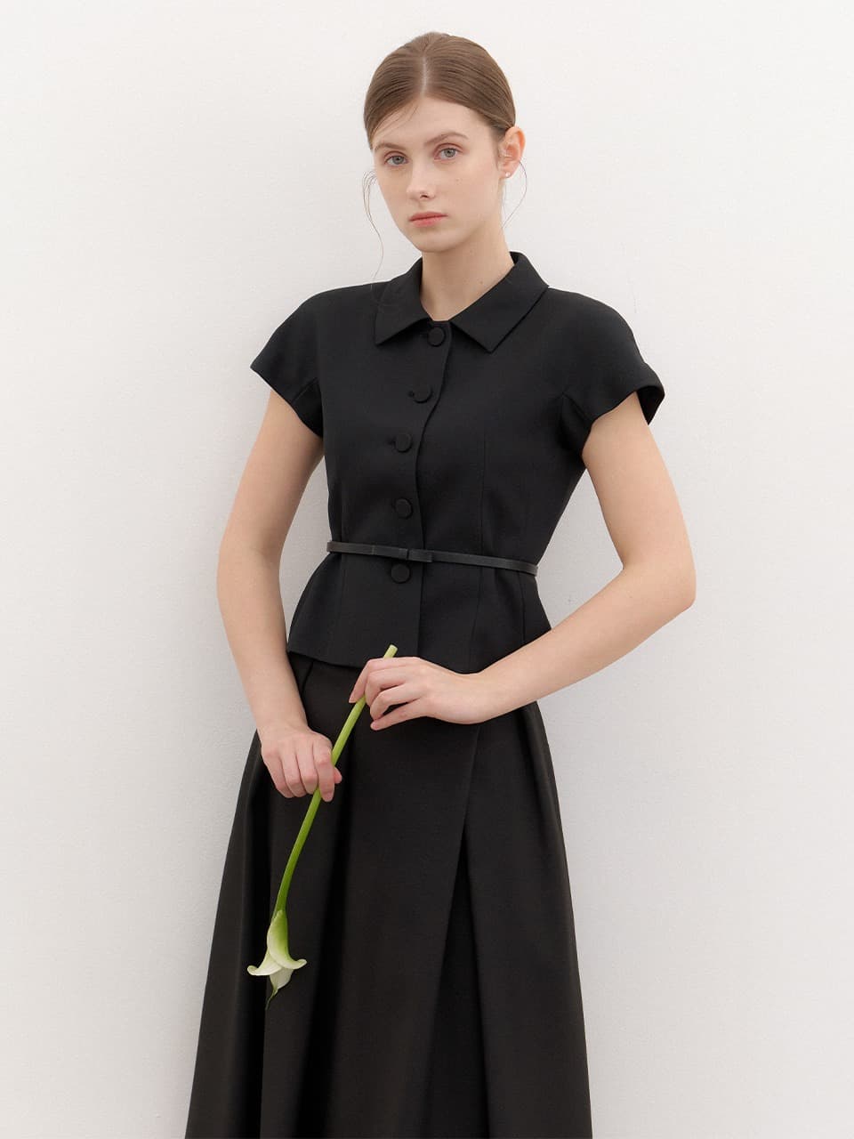 Cap-sleeve Jacket(벨트 제공)/ Black(2color)