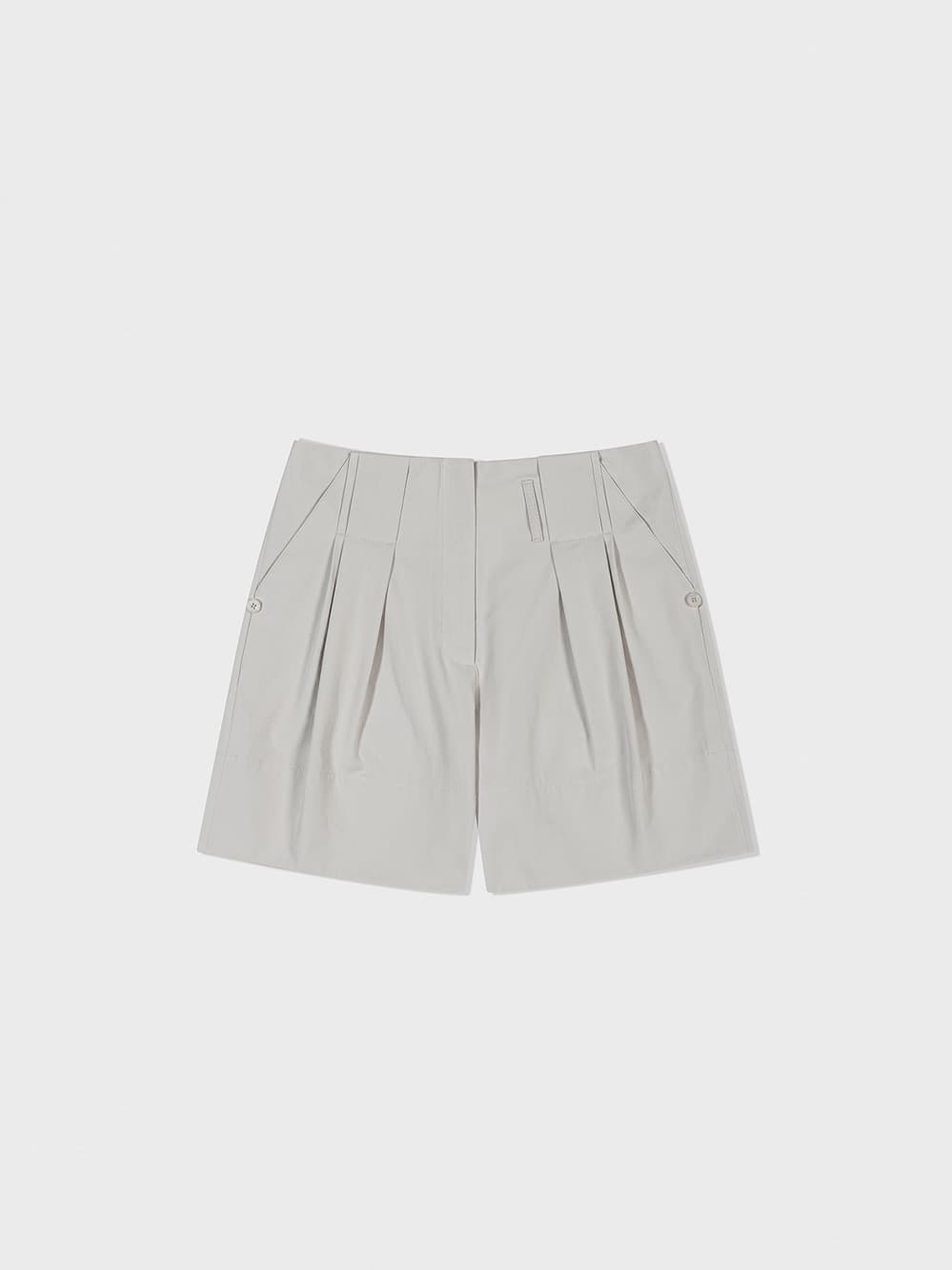 Tuck Point Turn-Up Shorts_Light Grey