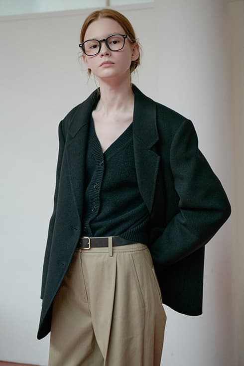 25FN relax-fit v-neck cardigan [BK]