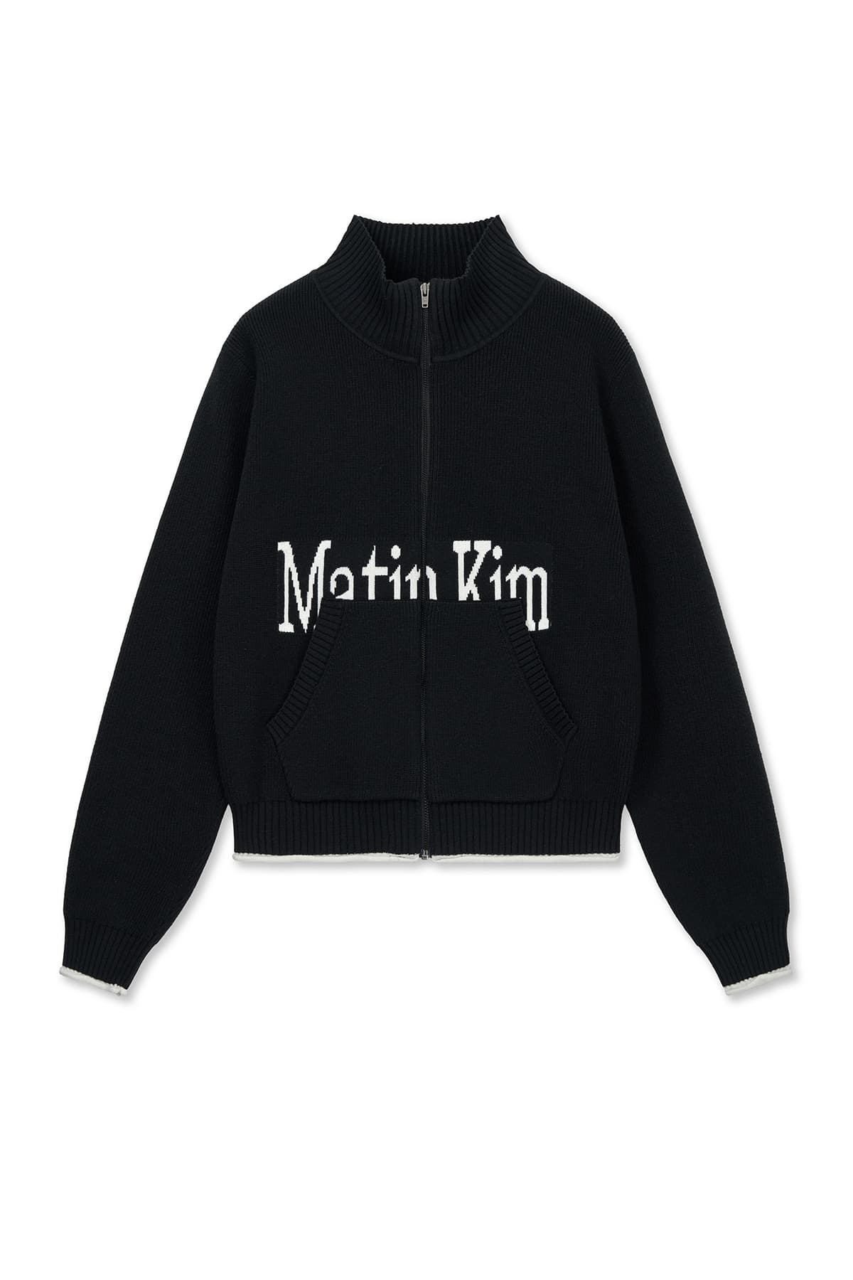 MATIN SPELL POINT KNIT ZIP UP IN BLACK