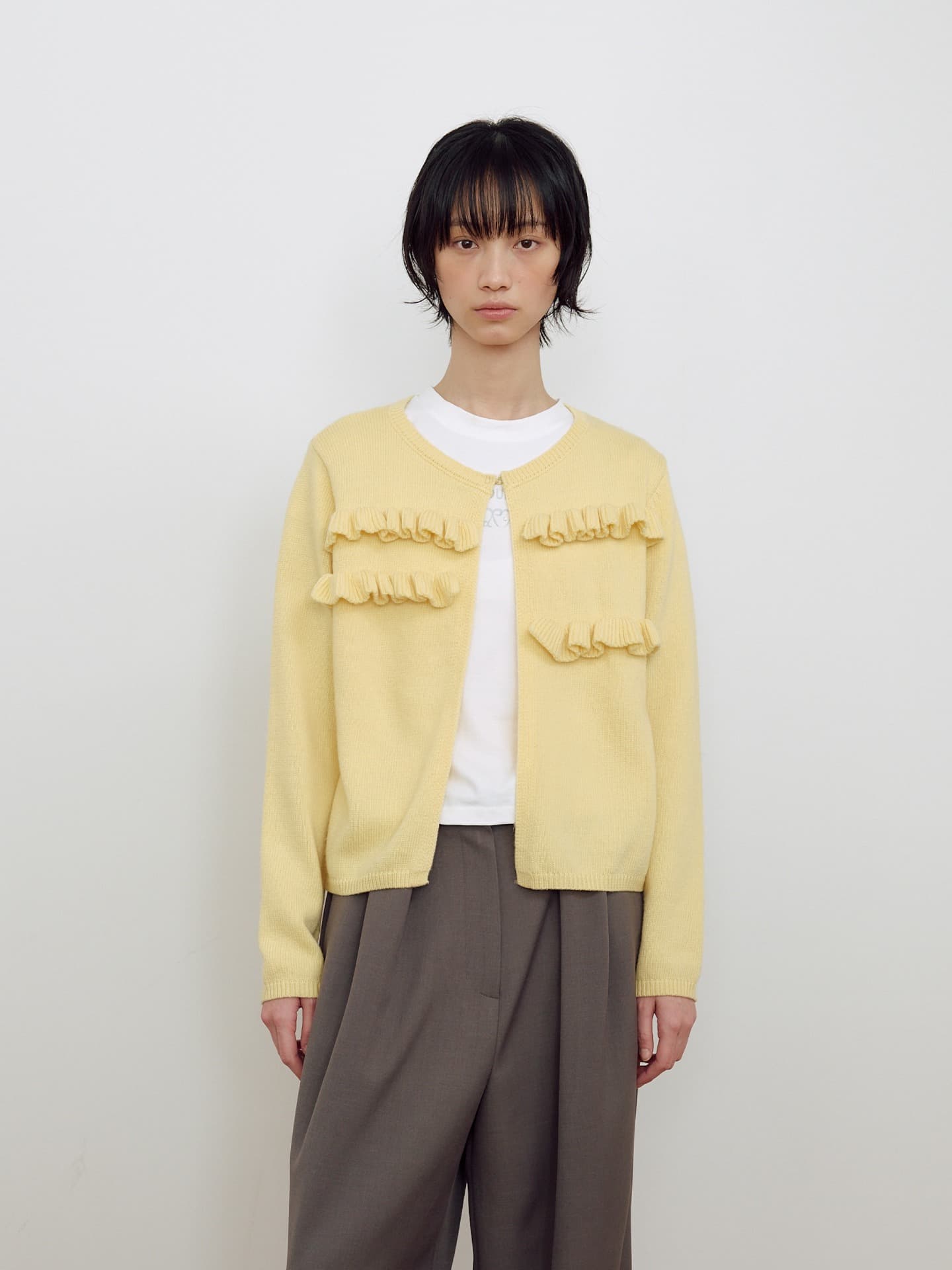 FRILL CARDIGAN_YELLOW