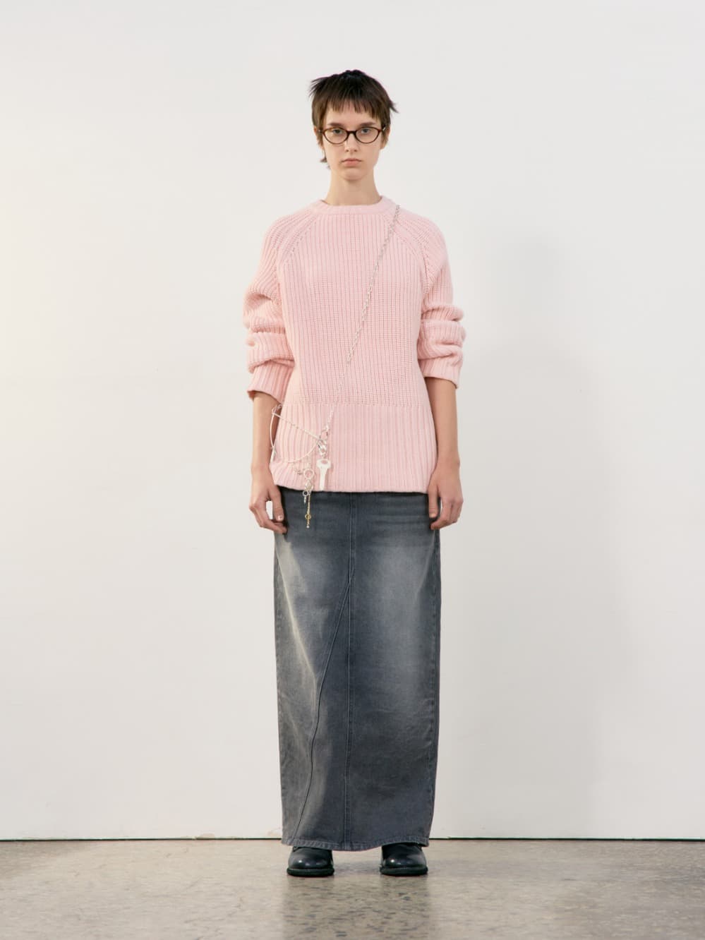 Chunky Rib Knit Sweater_Light Pink