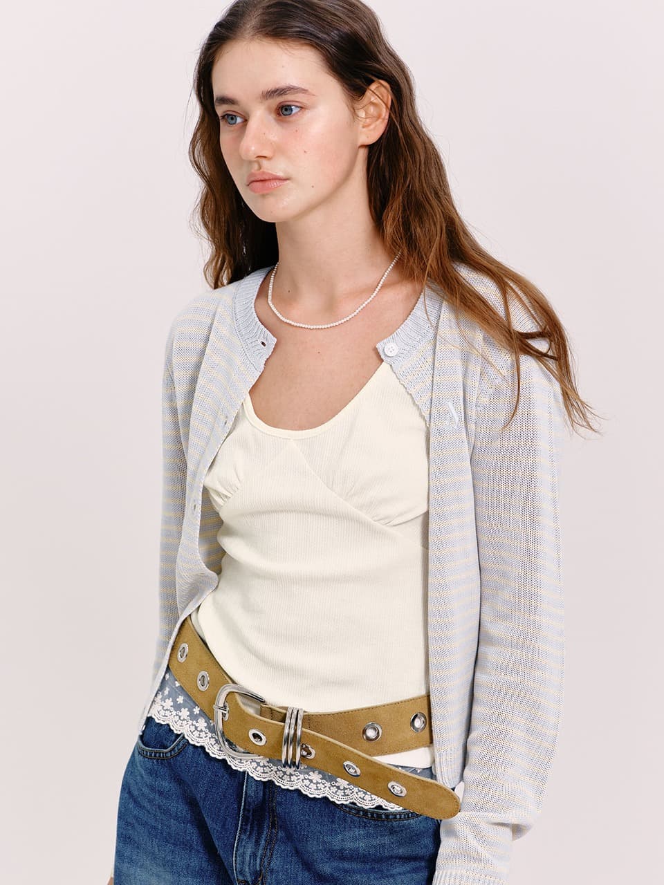 WIDE EYELET BELT (BUTTER)