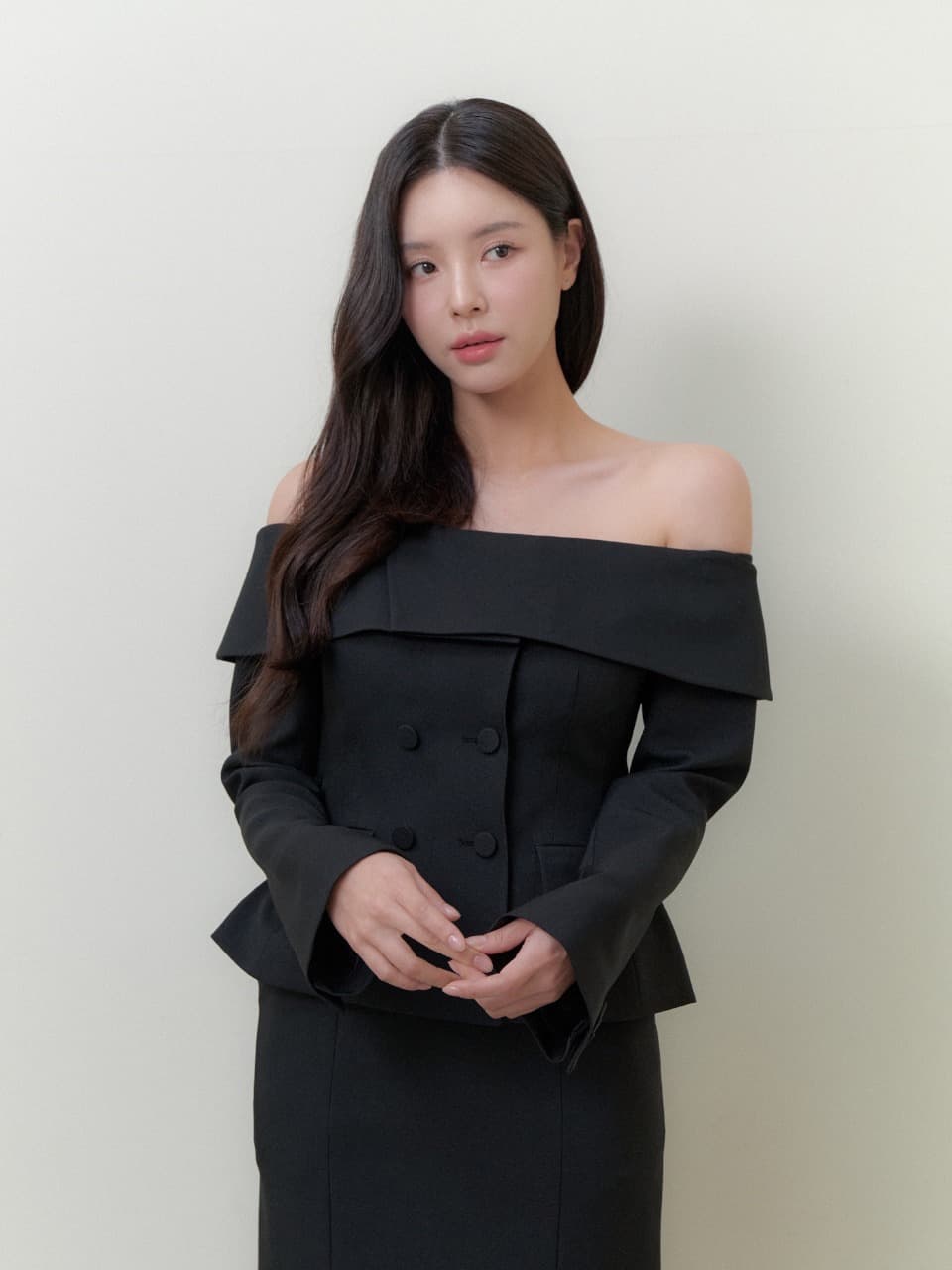 Off-Shoulder Double Jacket / Black