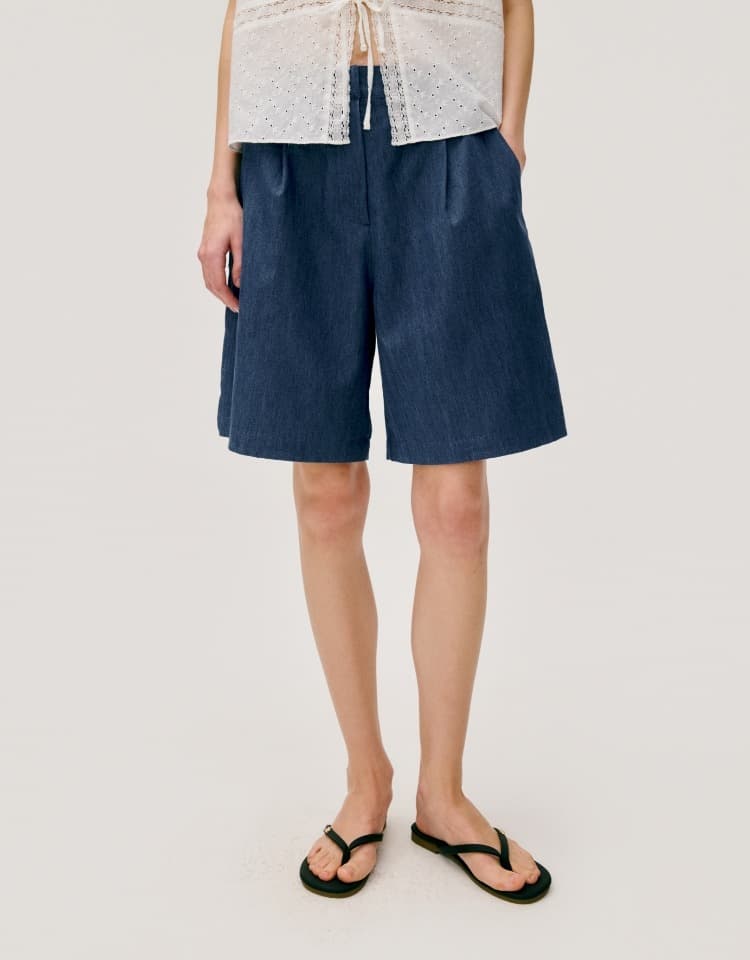 denim midi pants - blue