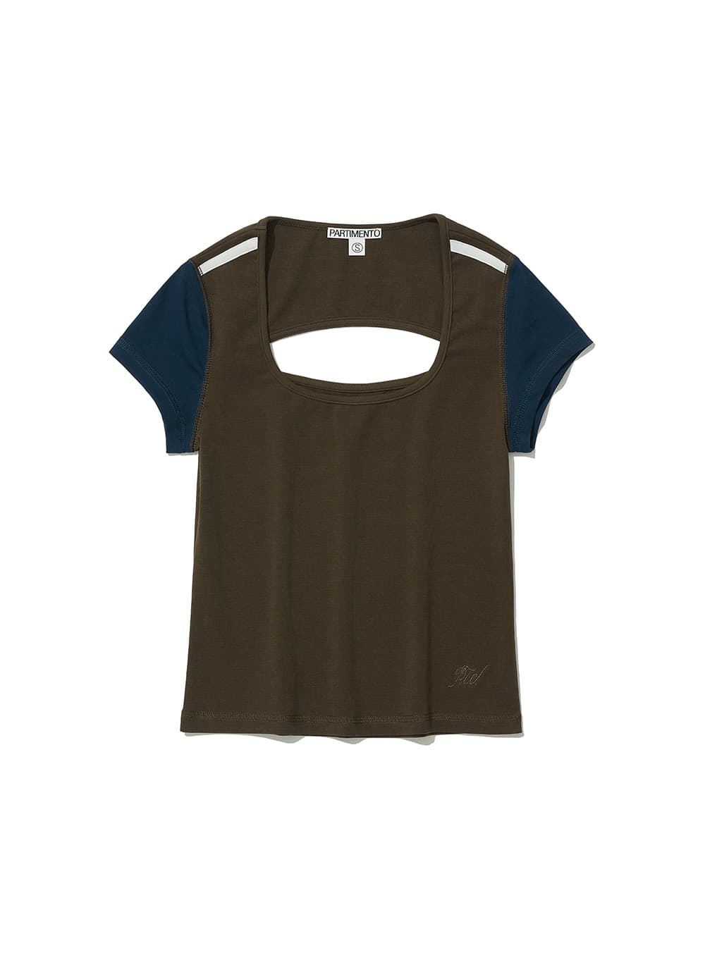 CUT-OUT SCOOPNECK SHORT SLEEVE TEE_BROWN