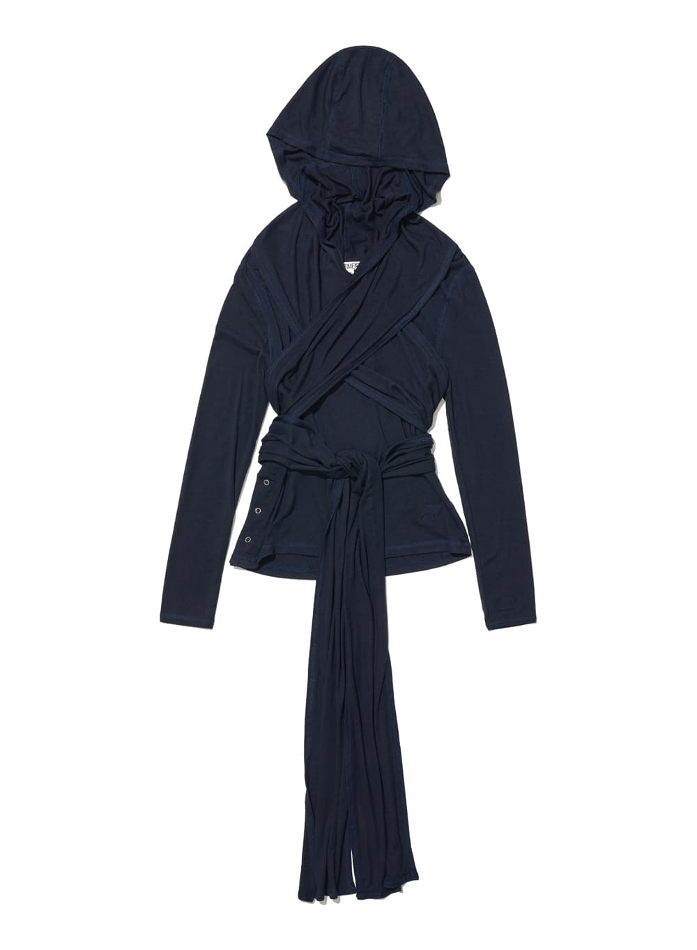 SCOOP-NECK MULTI STRAP HOODIE JERSEY TOP_NAVY