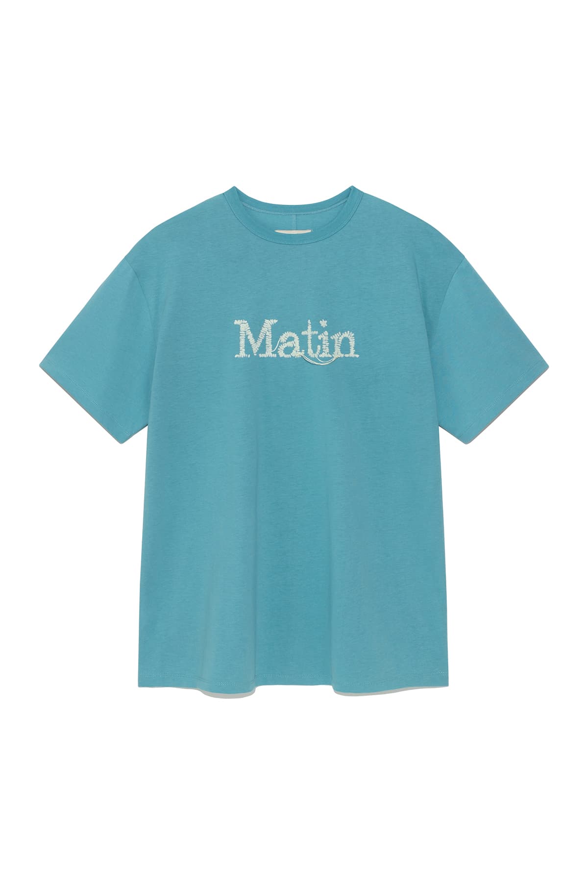 STITCH PRINTING DETAIL OVERSIZE TOP IN TURQUOISE BLUE