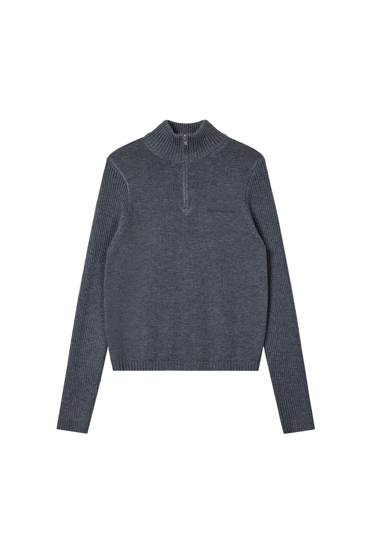 SLIM FIT HALF ZIP-UP KNIT - GREY