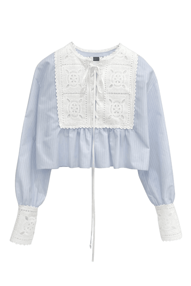 Cotton Lace Shirt (Skyblue)