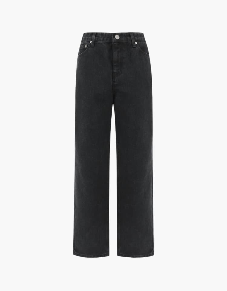 straight denim pants - black