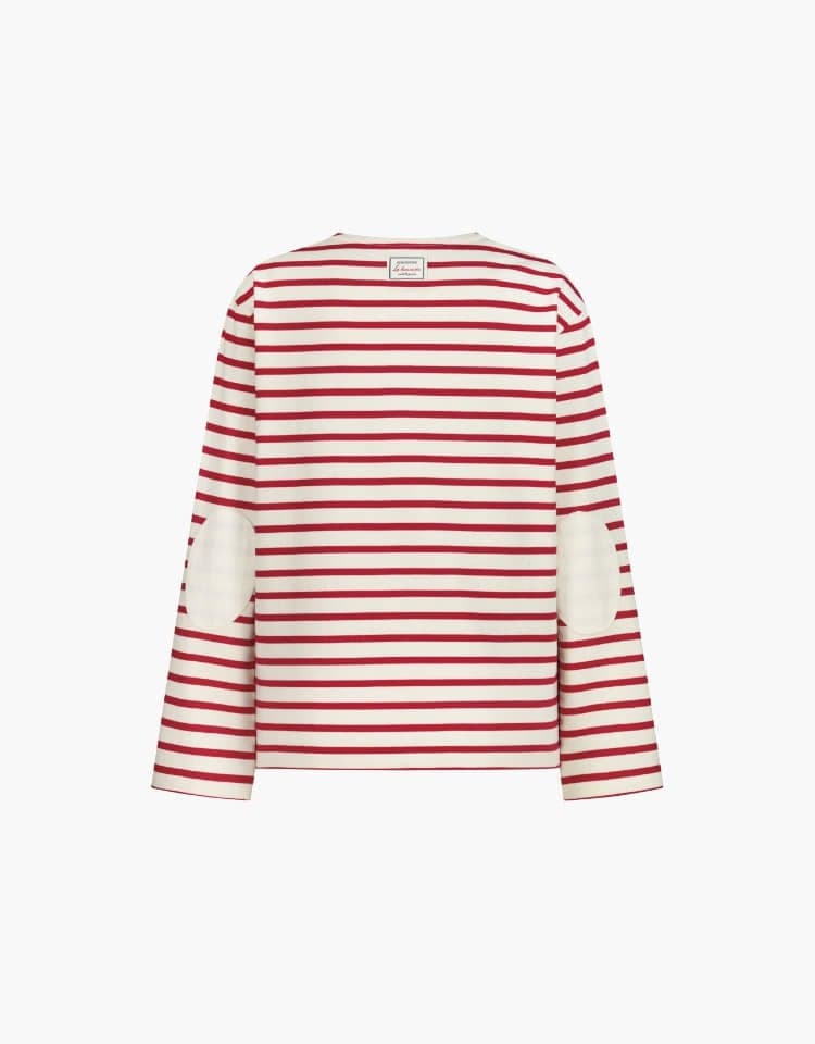 striped round neck t-shirt - red