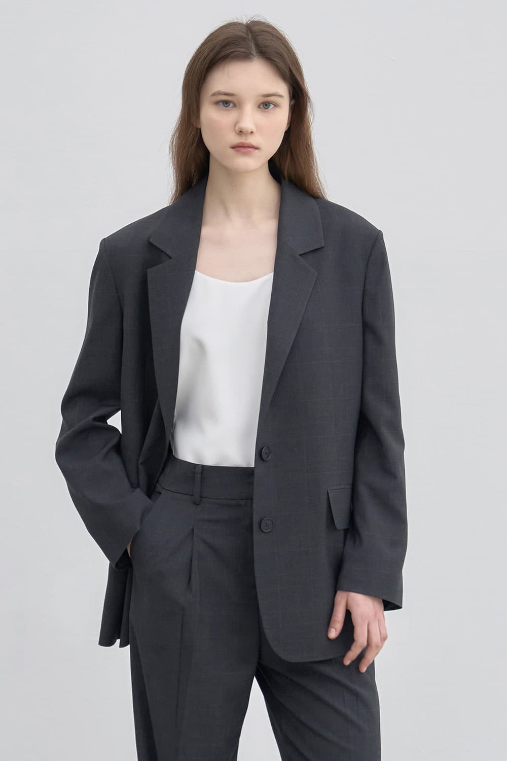 Relax-fit basic jacket CHA/CHK [N6SJK02]