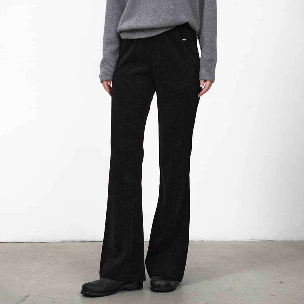 (PT-5725)WARM TEXTURE BANDING BOOTCUT PANTS