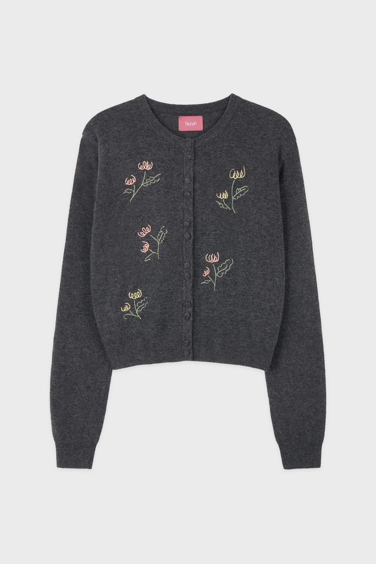 Flower Drawing Cardigan (Charcoal)