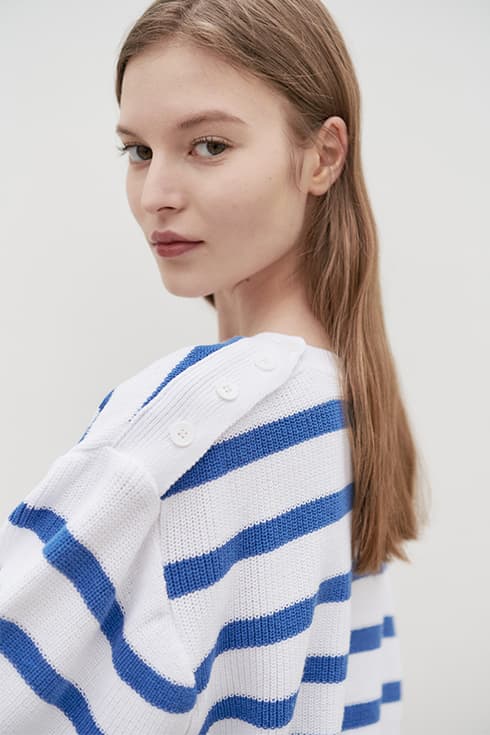 Summer marine knit pullover [BL]