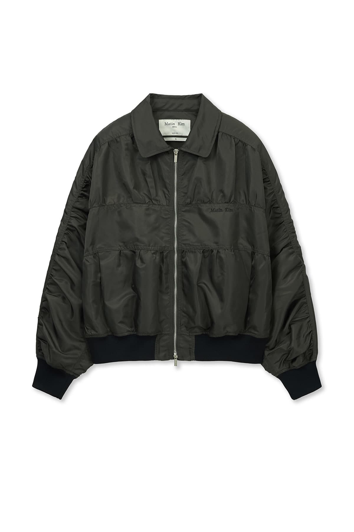 SMALL LOGO SHIRRING JUMPER IN KHAKI