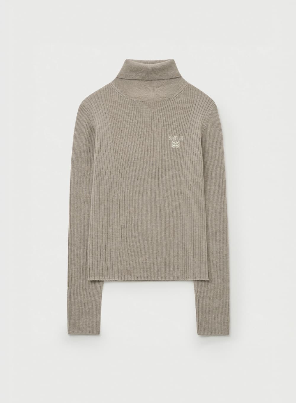 (W) 2-Way High Neck Knit - Beige
