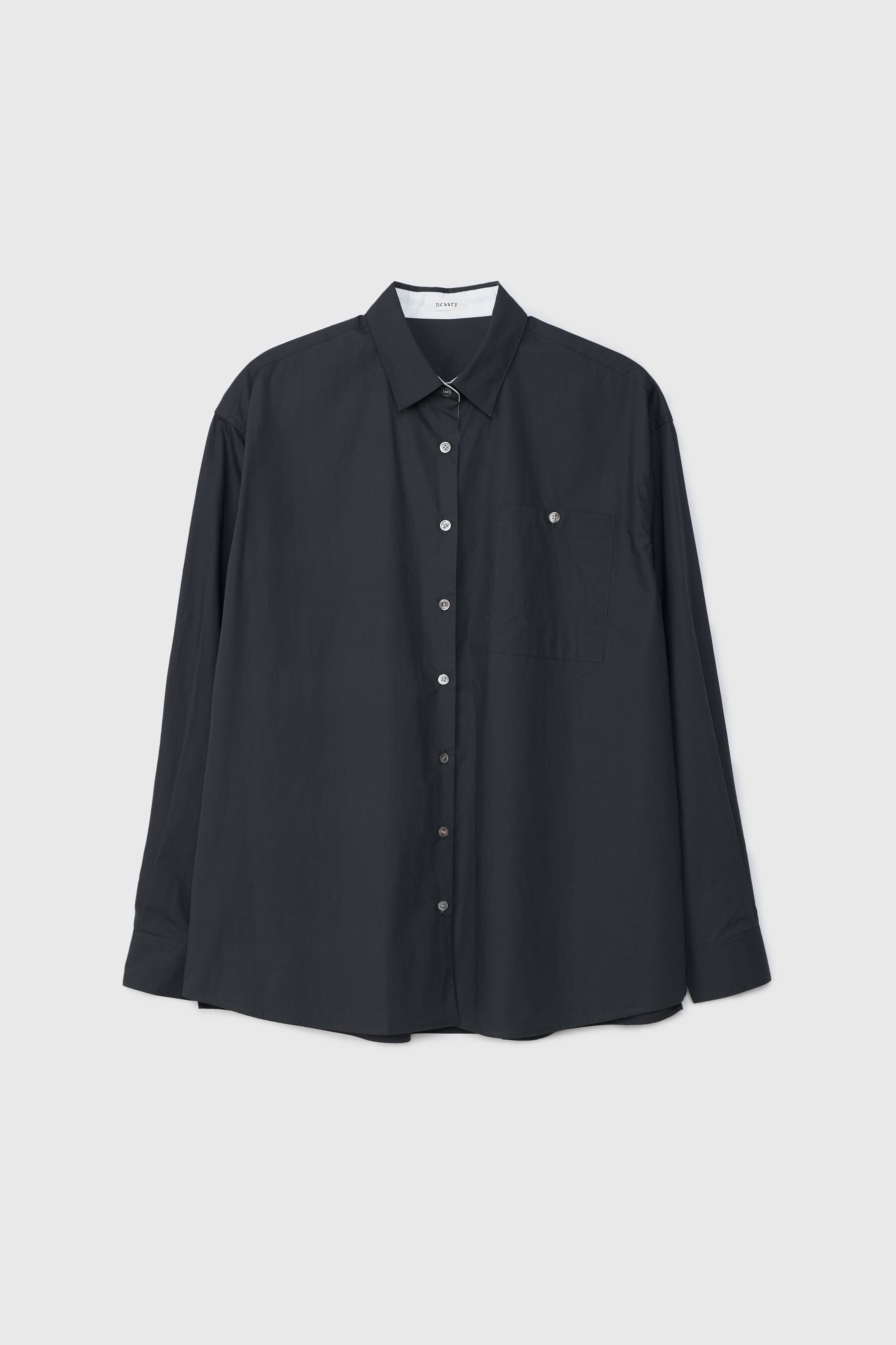 Cotton Contrast Shirt (Charcoal/White)