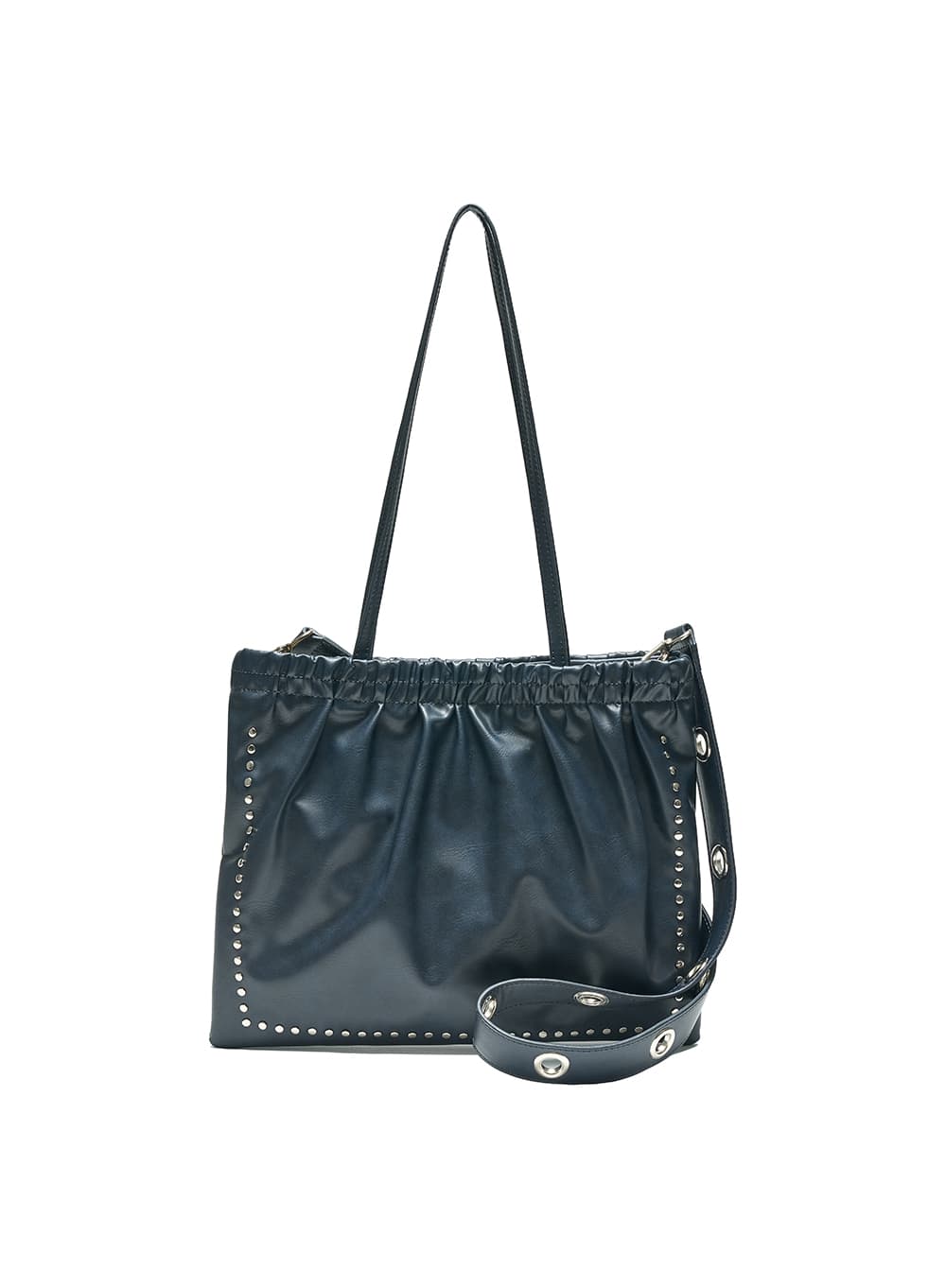2WAY STUDED SHIRRING FLAT BAG_NAVY