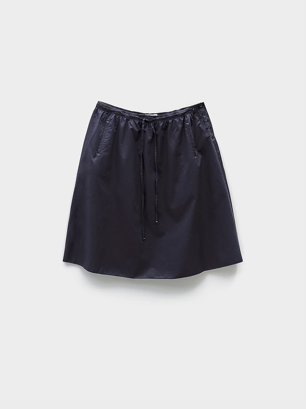 Drawstring Midi Skirt_Navy