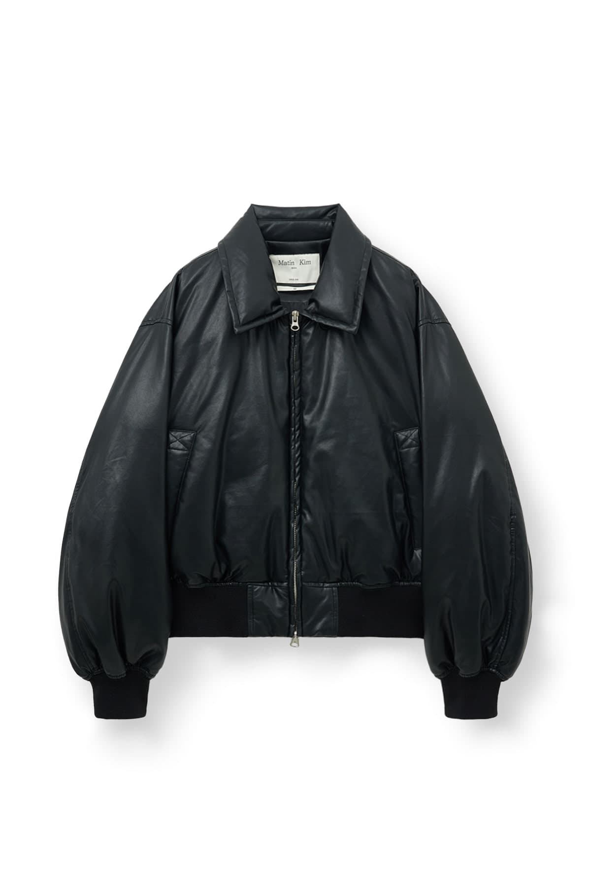 FAUX LEATHER DOWN JUMPER FOR WOMEN IN BLACK