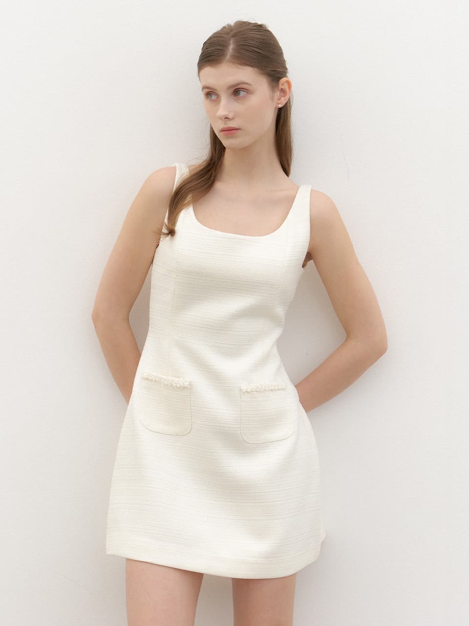 LILAC Trimmed Mini Set-up Dress / Ivory(2Color)