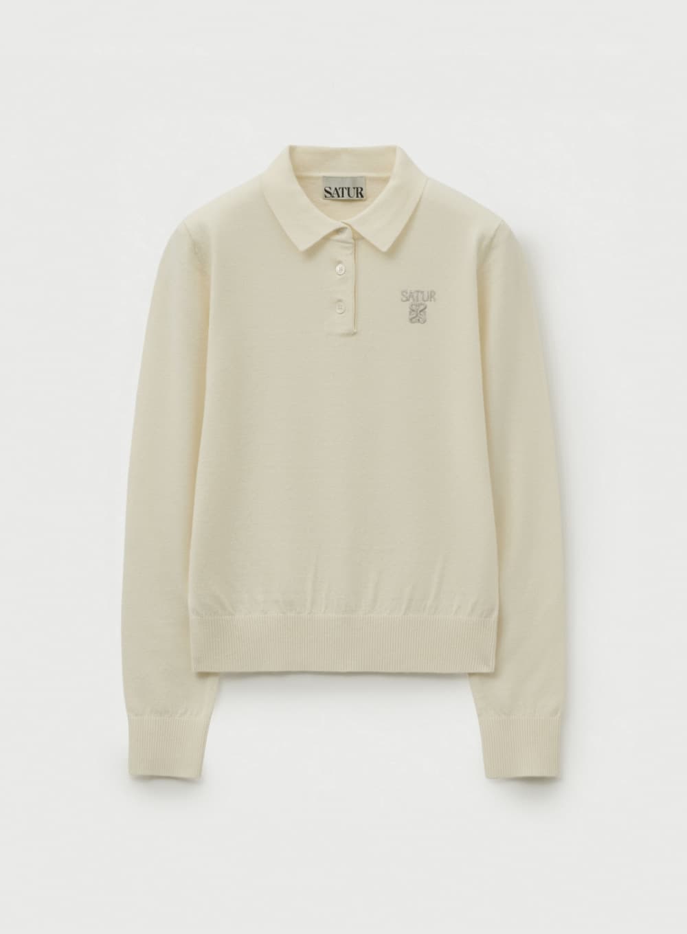(W) Basic Polo Knit - Cream