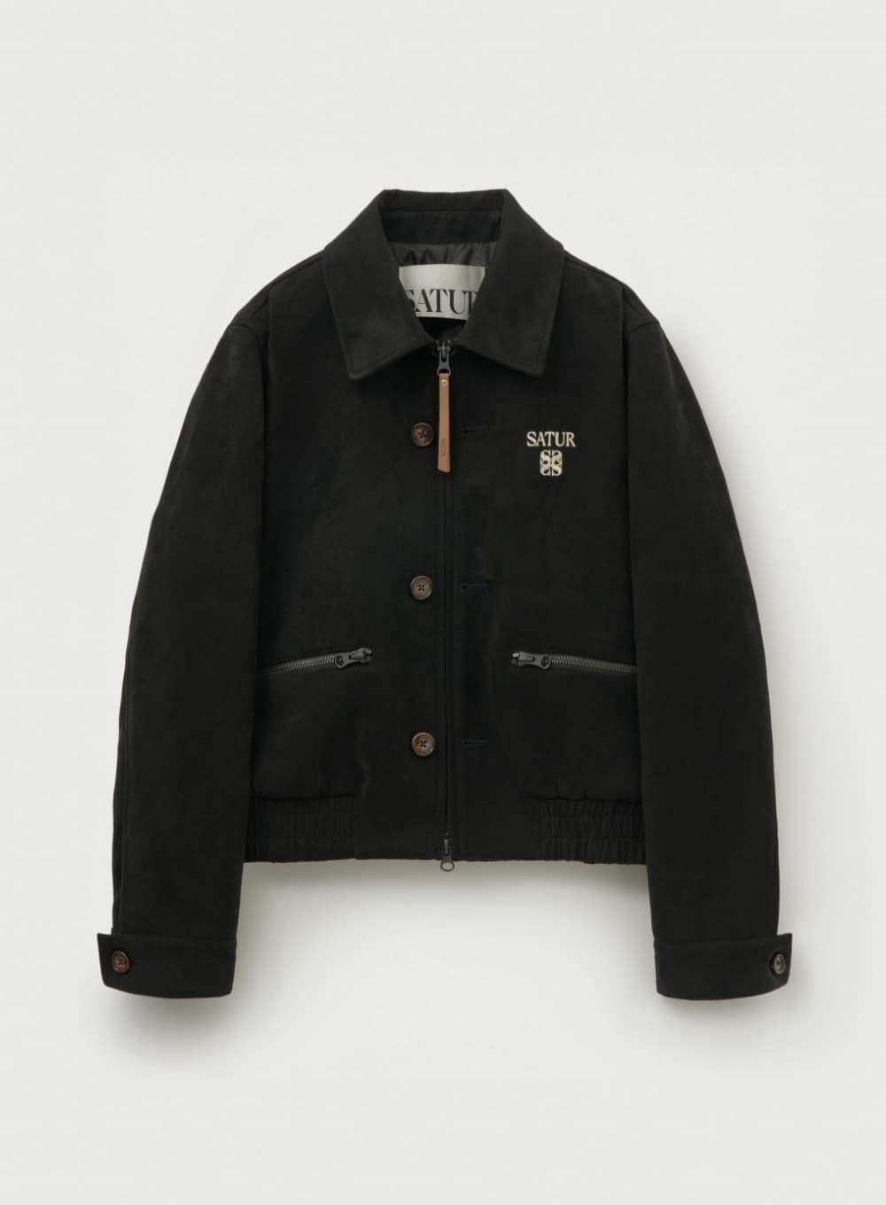 (W) Teo Faux Suede Short Jacket - Pirate Black