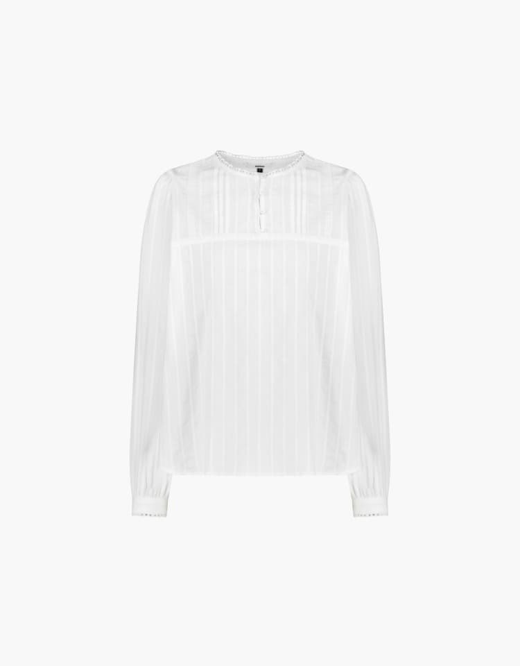 lace shirring blouse - ivory