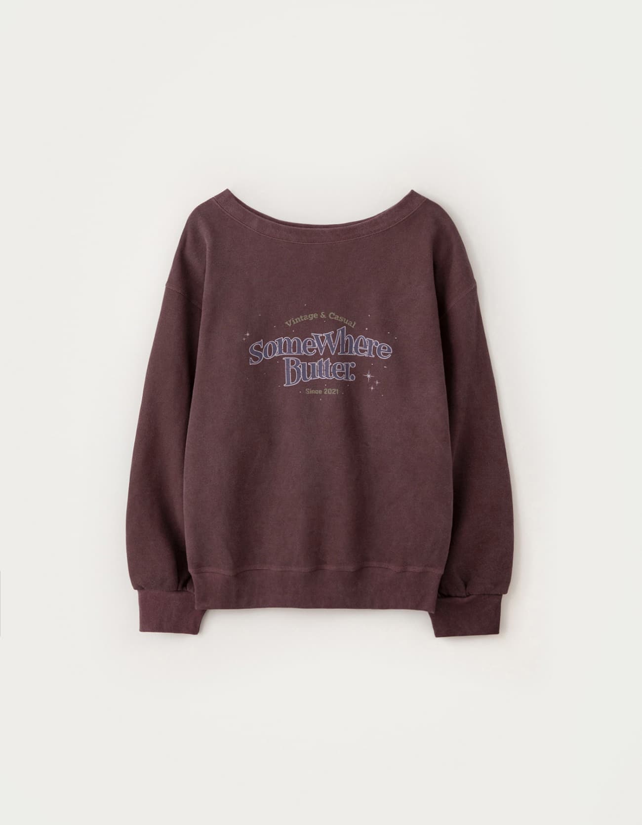 Wave Logo One Shoulder Sweatshirt - Vintage Grape