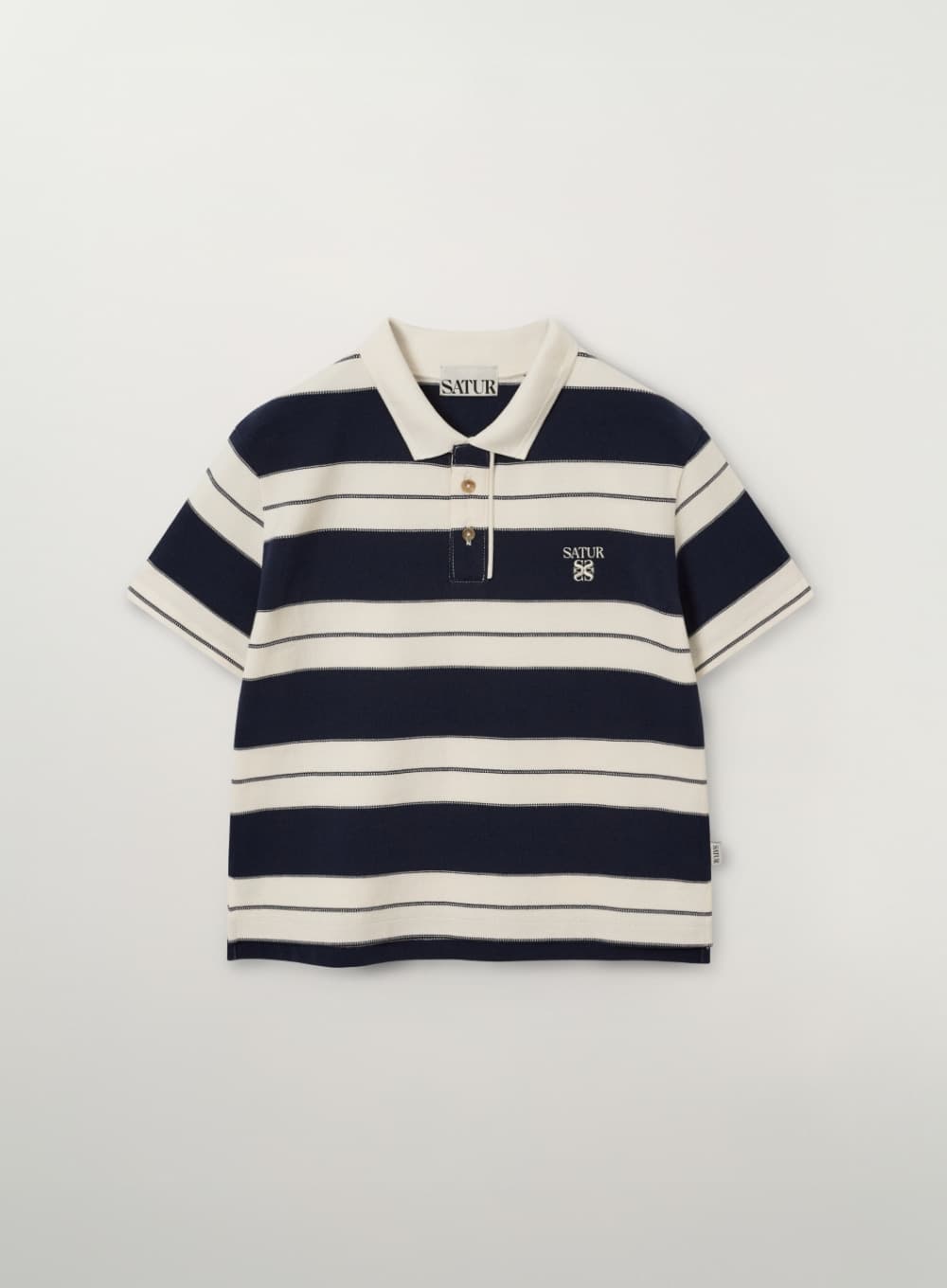 (W) Apero Stripe Pique T-Shirt - Navy