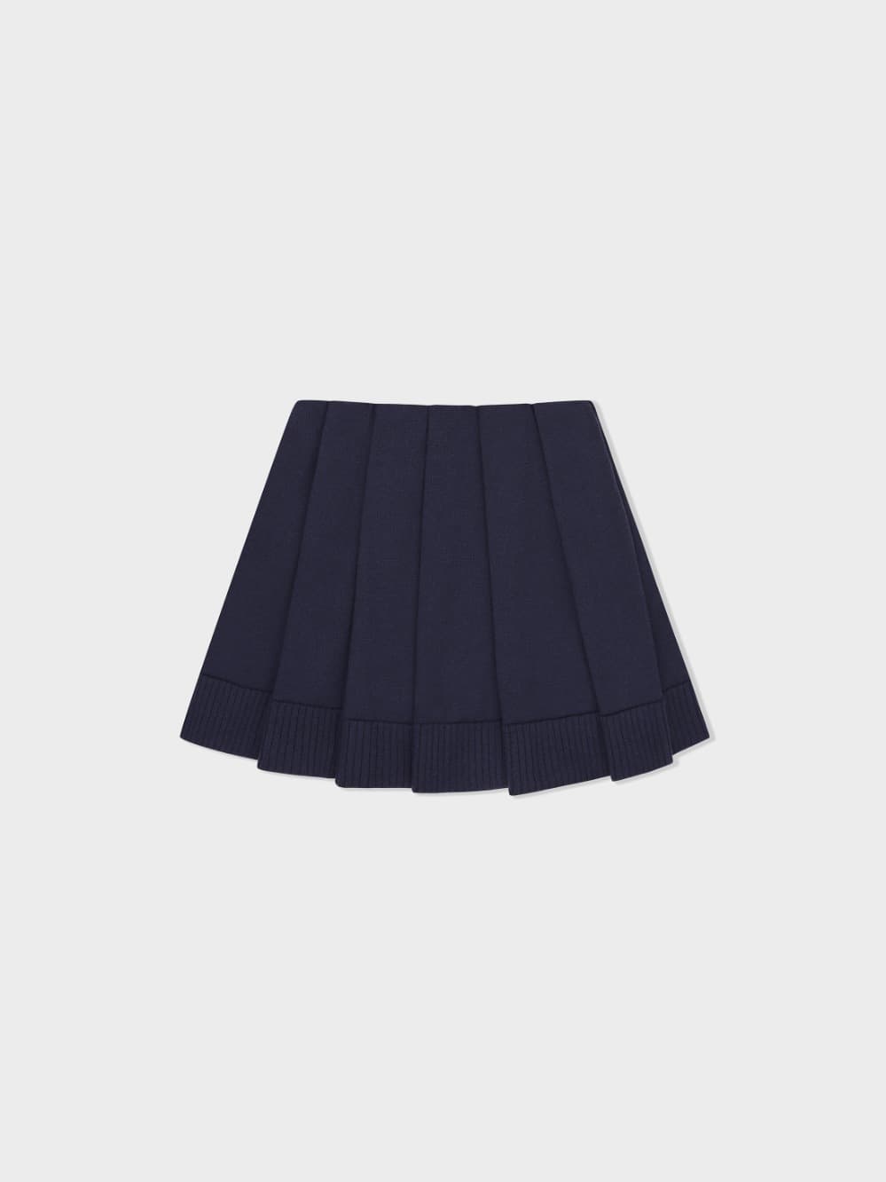 Pleated Knit Mini Skirt_Navy