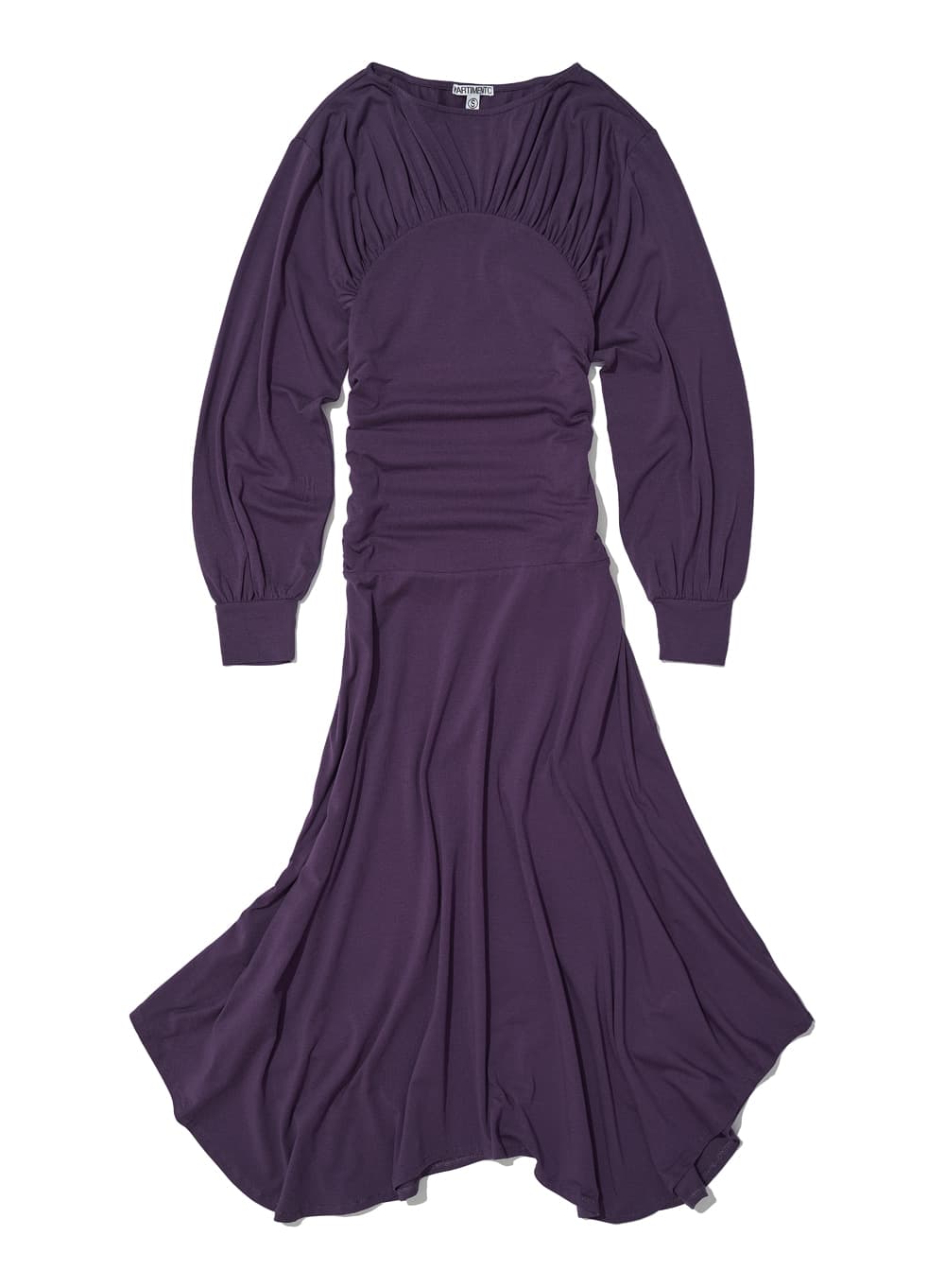 SHIRRING JERSEY UNBALANCED DRESS_PLUM