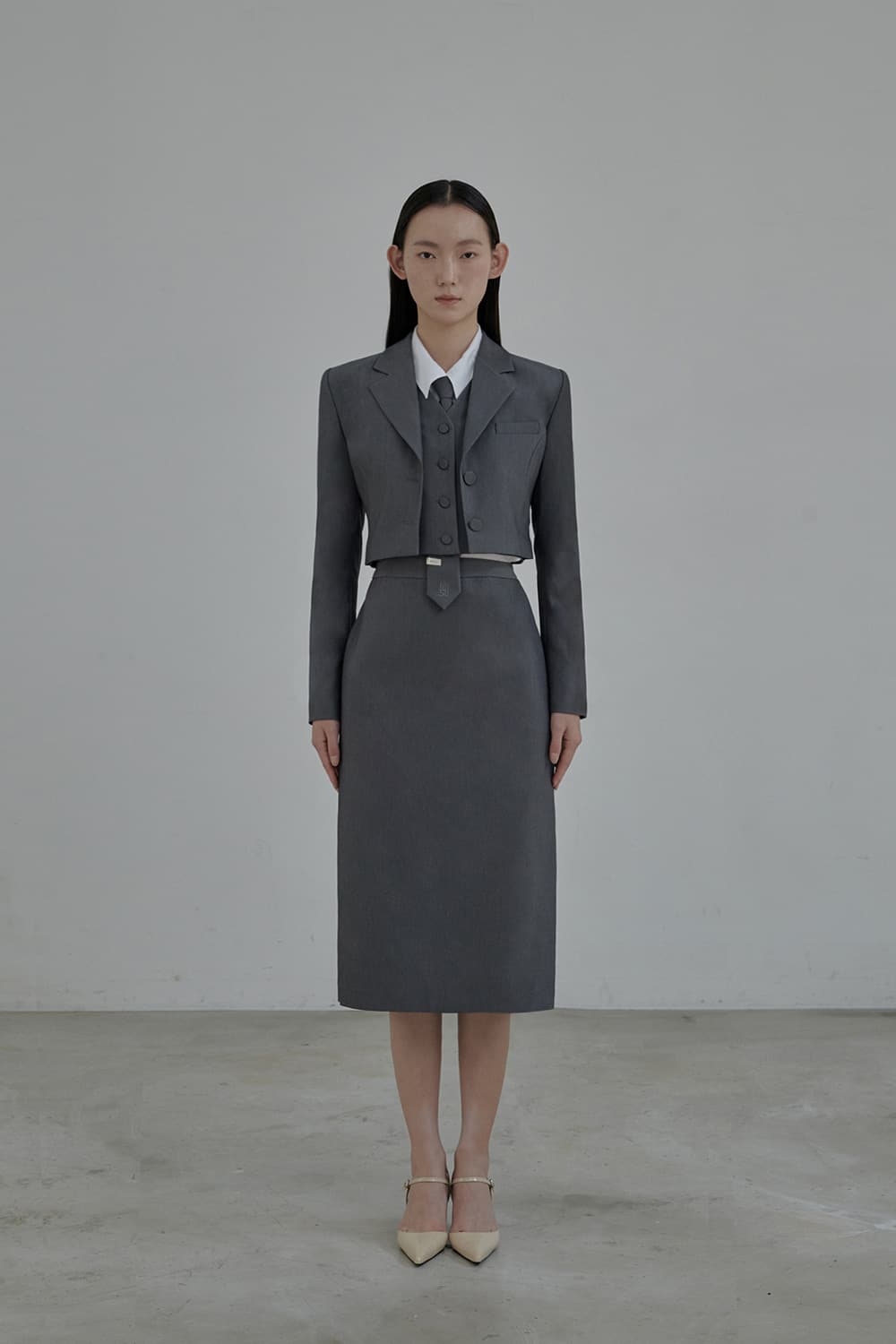 Hourglass Long Skirt - Grey