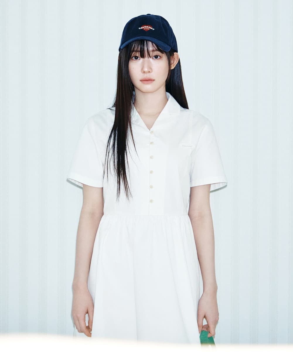 우먼 카라 하프소매 원피스 아이보리