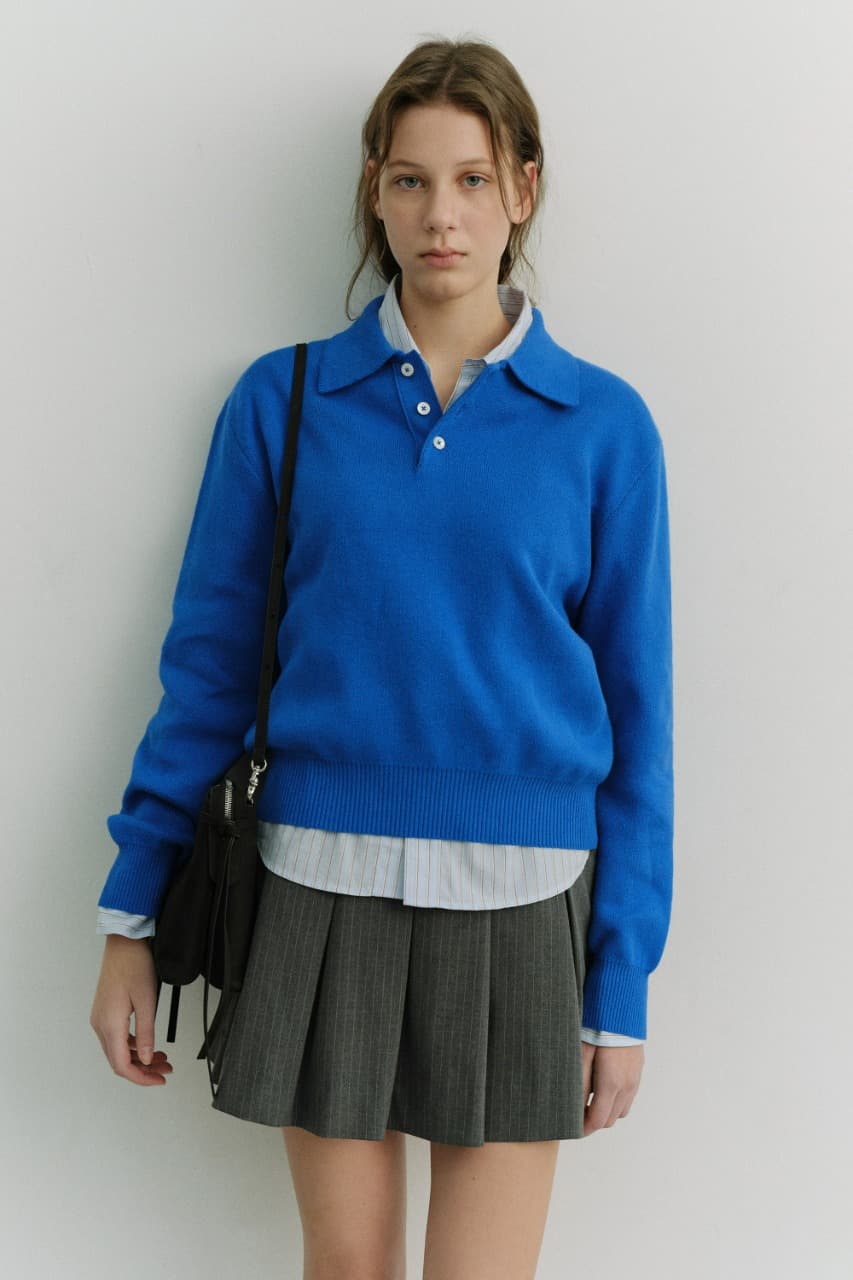 UNISEX CASHMERE COLLARED SWEATER BLUE_UDSW6A104B2