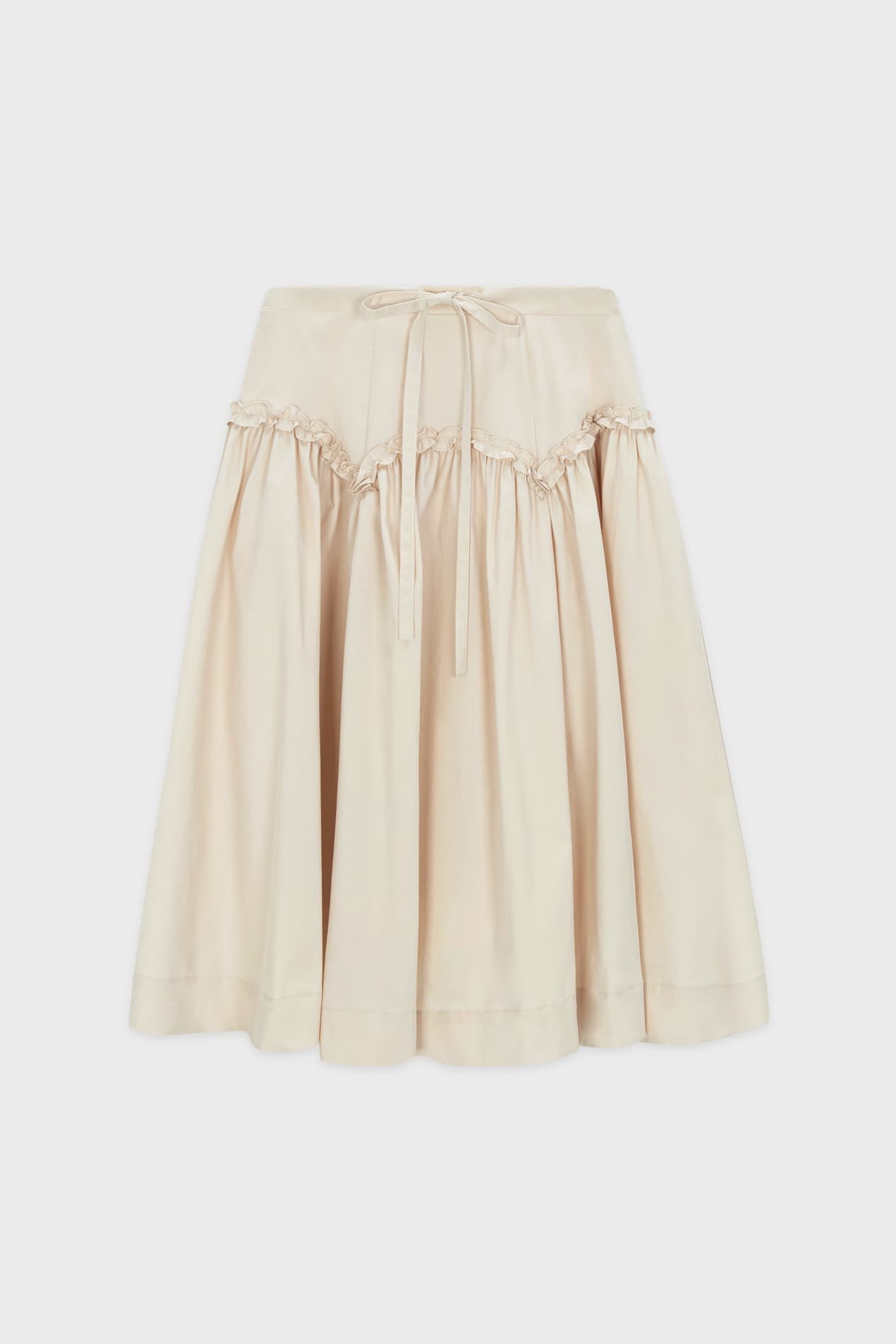 Frill Midi Skirt (Young Beige)
