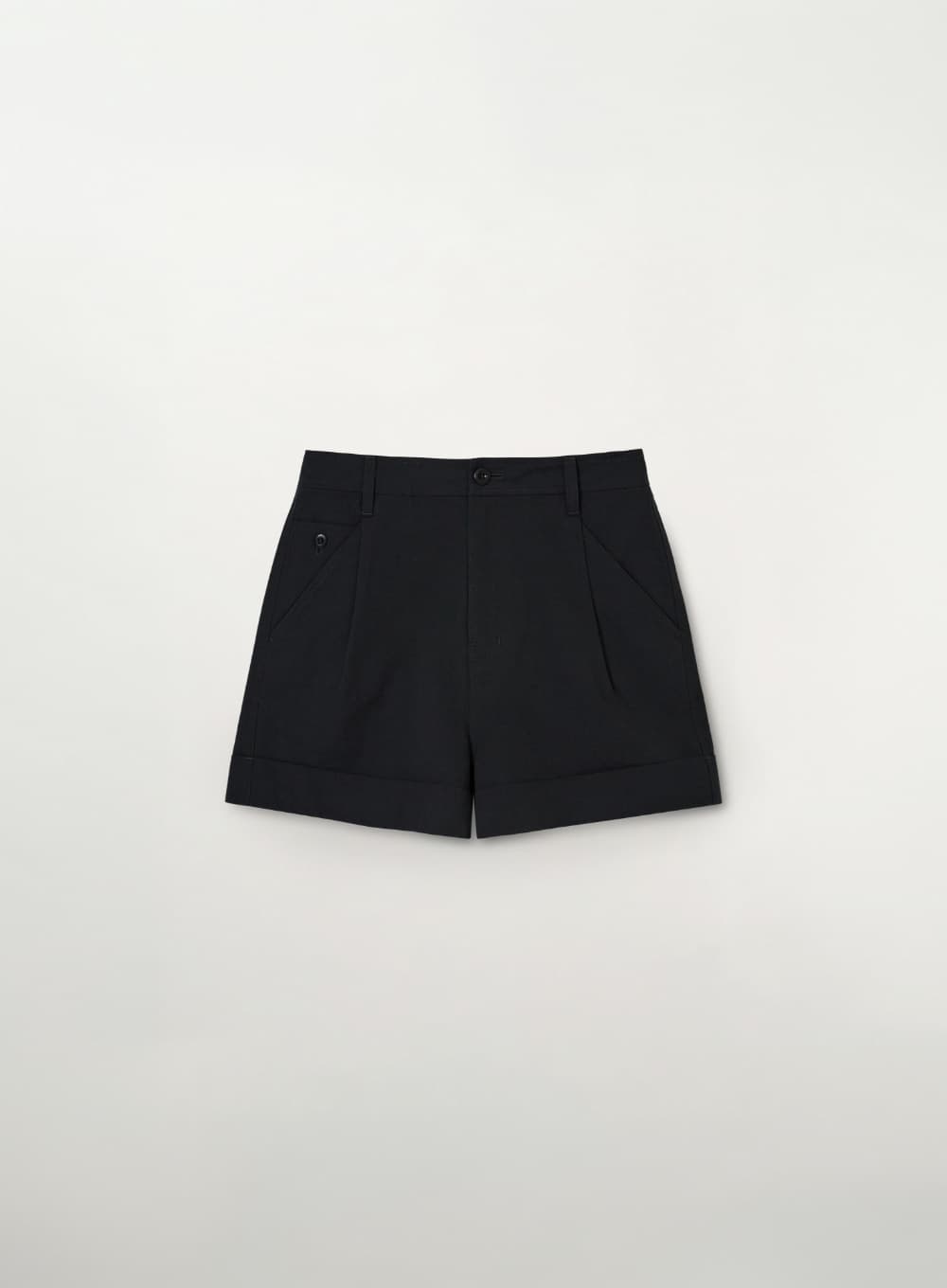 (W) Pocket Cotton Chino Shorts - Black
