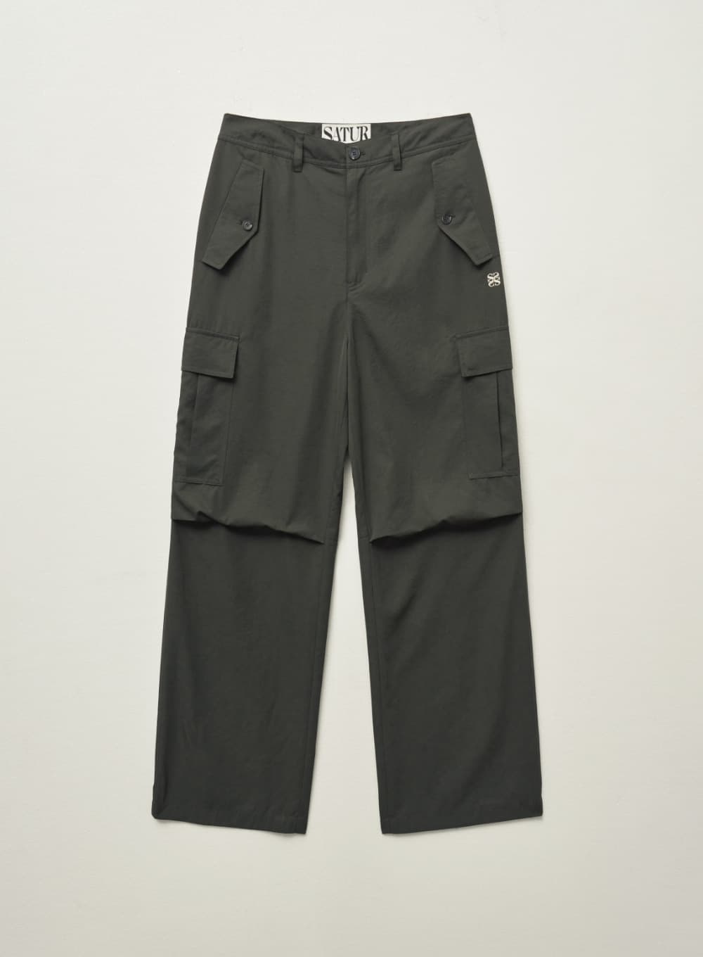 Wide String Cargo Pants - Charcoal