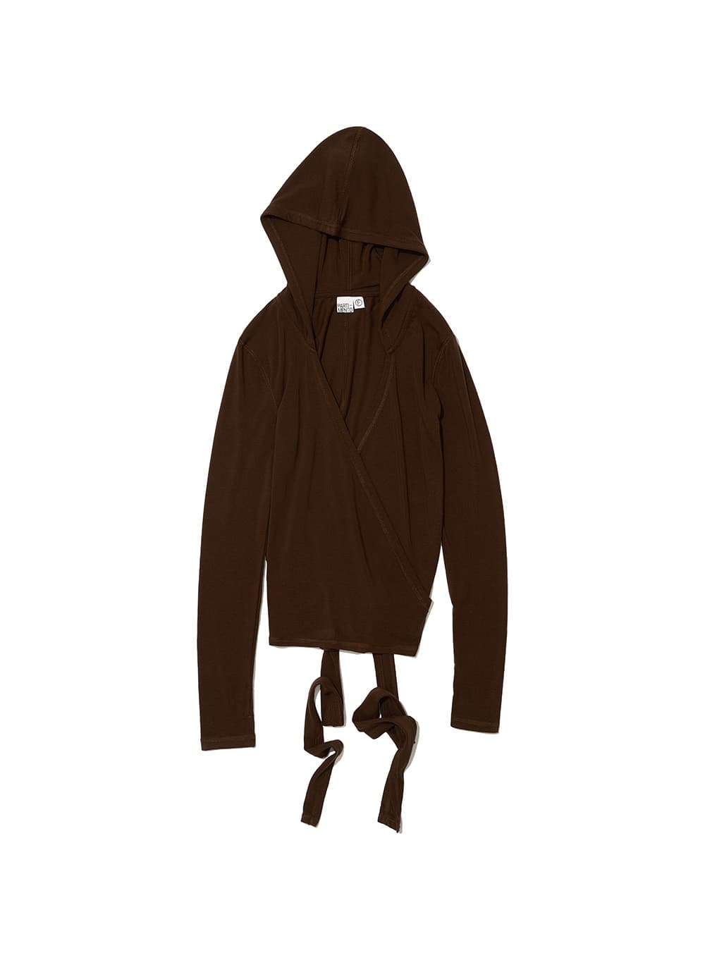 HOODED JERSEY WRAP CARDIGAN_BROWN