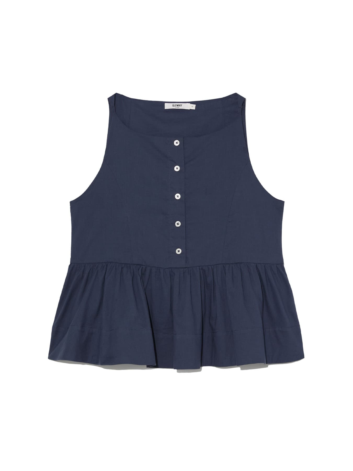 G RUFFLED BUTTON BLOUSE (DEEP NAVY)