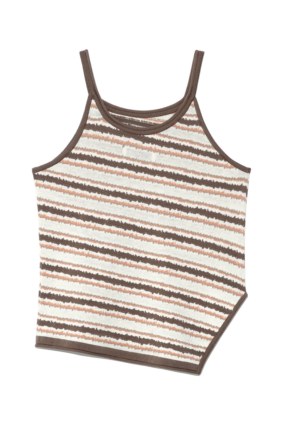 MULTI STRIPE SLEEVELESS KNIT TOP IN BROWN