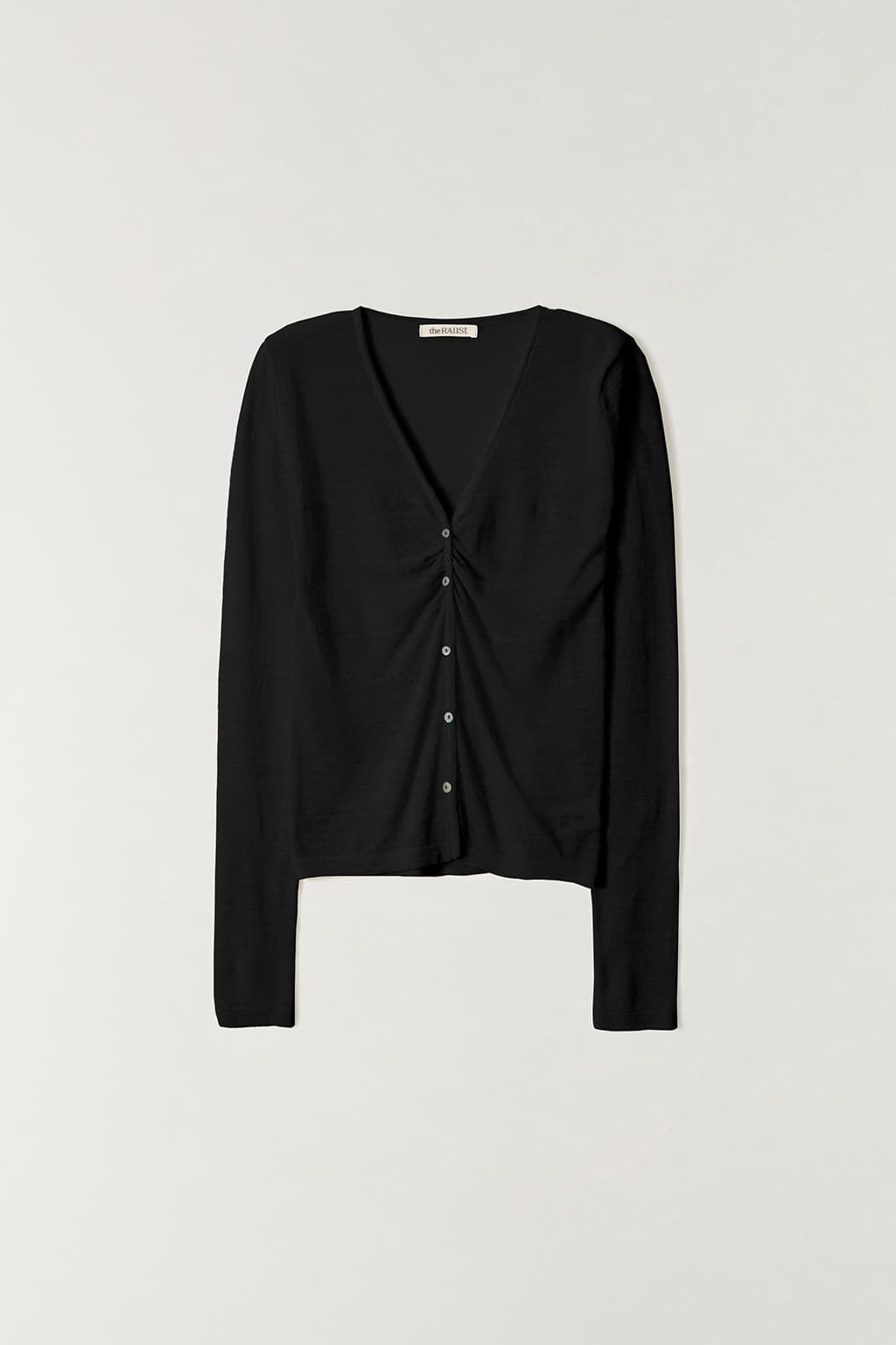 브이넥 셔링 가디건 BLACK