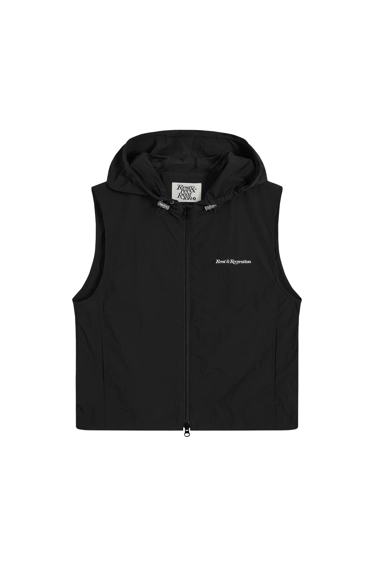 NYLON HOOD VEST +GYM SACK SET - BLACK