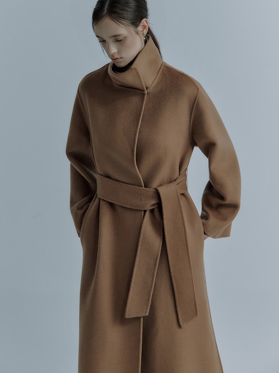 Lona silk-cash coat_Camel